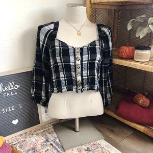 Black and White Plaid Crop Top